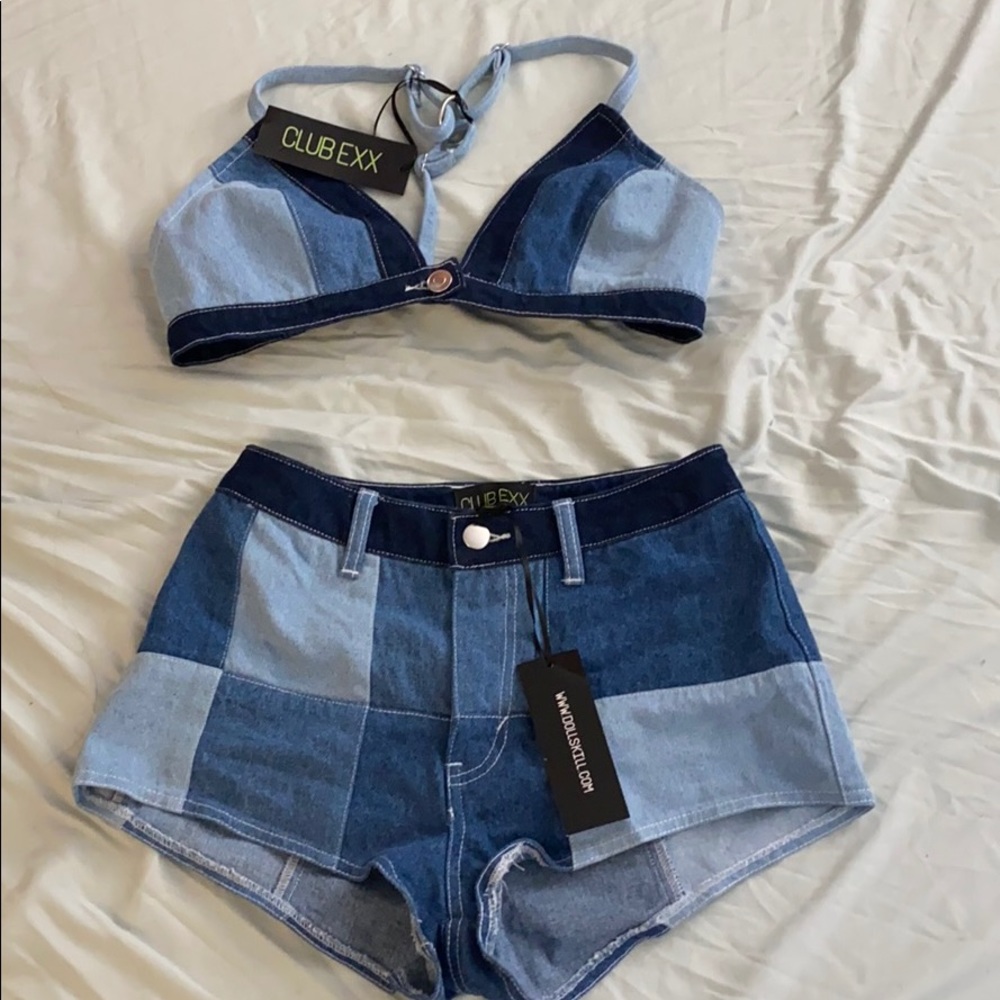 Dolls kill club exx two piece set denim